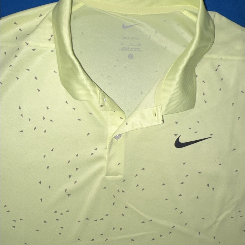 Nike Men’s Light Yellow Polo with Black Swoosh